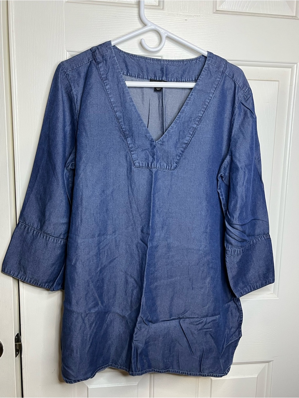 Ann Taylor Denim-Style V-Neck Tunic in Blue